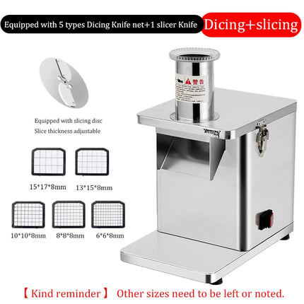Electric Dicing Machine 220V Commercial Carrot Vegetable Diced Cut Pellets Automatic Potato Slicing  Cutter Machine