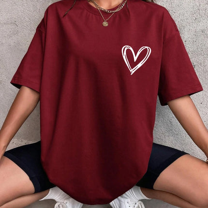 Simple Love Printed Womens T Shirts Summer Breathable Clothes Casual Fashion Short Sleeve Street Oversized All Match T-Shirts