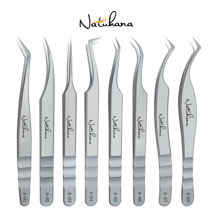 NATUHANA  Eyelash Extensions Tweezers Lash Artists High Precision Stainless Steel Superhard Anti-Static Tweezers Makeup Tools
