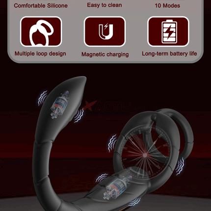 Vibrating Cock Ring Male Prostate Perineum Massager Vibrator Taint Stimulator Anal Butt Plug Sex Toys for Men Penis Ring