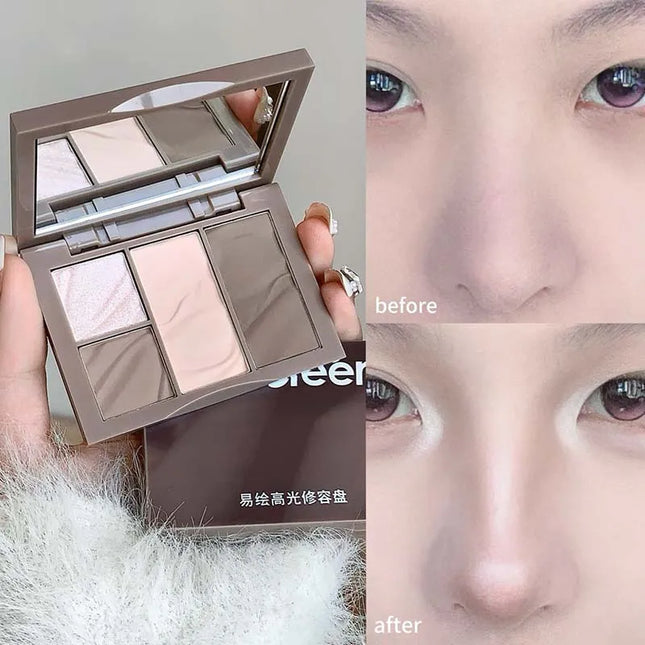 Sweet Mint Highlighter Contour Shading Powder Palette Makeup Matte Bronzer Highlight Glitter Brighten Face Blush Nose Contouring