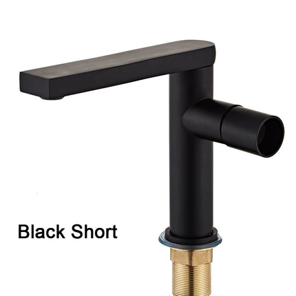 Modern Black Polished Bathroom Sink Faucet Deck Mount Single Hole Single Handle Basin Mixer Tap for Hot & Cold Water