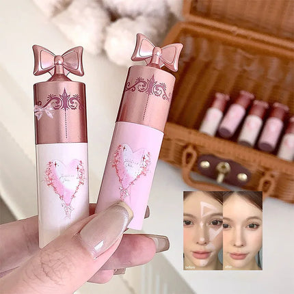 White Pink Liquid Brightening Concealer Matte Face Highlight Stick Cover Acne Spot Dark Circles Moisturizing Concealer Makeup