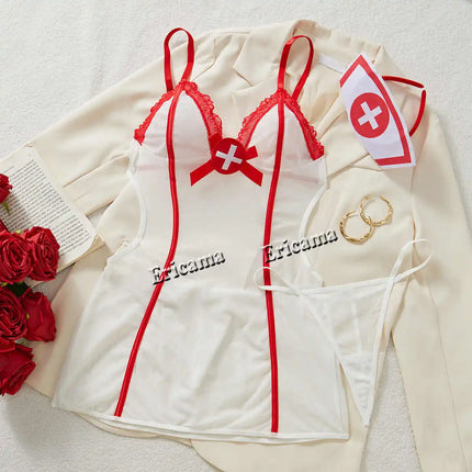 Cosplay Nurse Hot Lingerie Set Sexy Erotic Bra and Panty Set Women Babydoll Lingerie Kit Push Up Seamless Underwear Exotic Sets