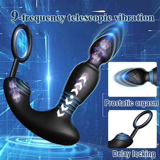 APP Control Vibrator for Men Male Thrusting Vibrator Prostate Massager Delayed Ejaculation Cock Ring Butt Plug Sex Toy for Adult
