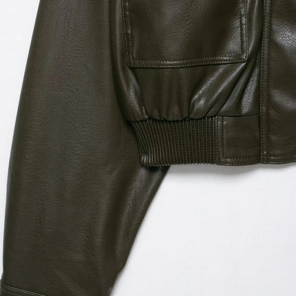 Chic Fashion Faux Leather Jackets for Women Loose Zipper Long Sleeve Female Short Coats 2026 Autumn Lady Casual New Outerwear ﻿
