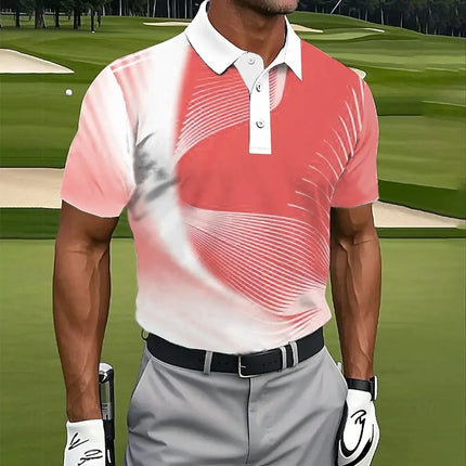 Fashion Men's Geometic Polo Golf Polos Shirts Short Sleeve Polo Shirts Lapel Casual Athleisure 3D Print Buttons Summer