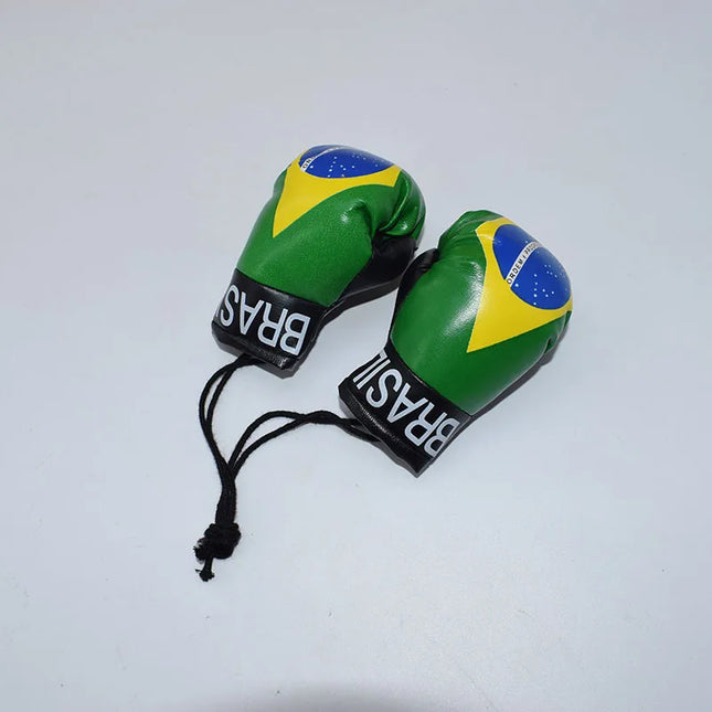 Simulation Boxing Glove Pendant Keychain Boxing Gym Match Flag Glove 10CM Bag Car Rearview Mirror Pendant Boxing Fan Gift