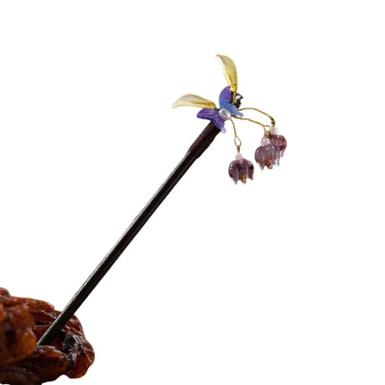 Elegant Chinese Style Wooden Hairpin Imitation Jade Flower Tassel Hair Stick Exquisite Handmade Girls Hair Accessories Hair Clip