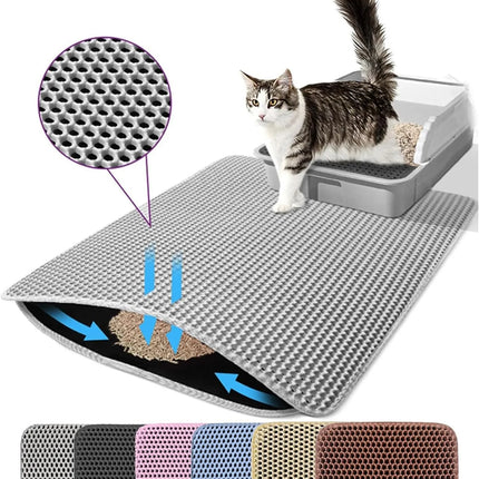 Cat Litter Mat Double Layer Pet Non Slip Big Pet Litter Box Filter MatWear Resistant Waterproof Anti-slip Cat Litter Mat
