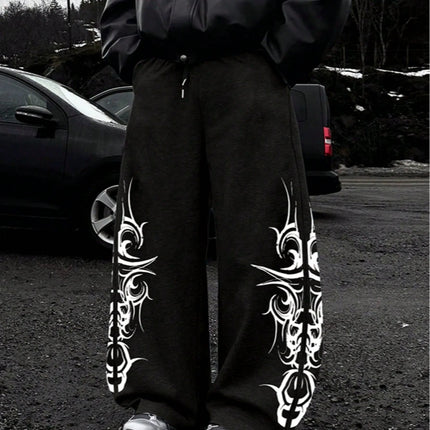 Hot High Street Pants Men Fashion Y2K Sweatpants New Harajuku Hip-Hop Trousers Spring Summer Printed Streetwear Wide-leg Pants