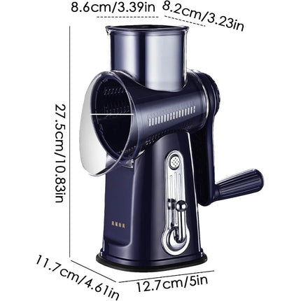 Hand Crank Rotary Vegetable Cutter Multifunctional Drum Slicer Shredder Manual Potato Slicing Dicing Rotary Mandoline Slicer
