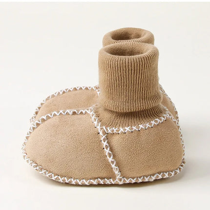 Baby Suede Leather Thick Shoes Infants Winter Plush Warm Booties Fur Girls Booties Unisex Sheepskin Kids Boy Floor First Walkers