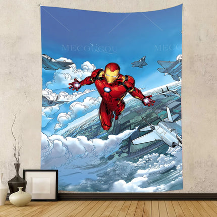 Iron Man Red Flash Backdrop for Birthday Party Decor Hero Marvel Superhero Background for Baby Shower Party Cake Table Supplies