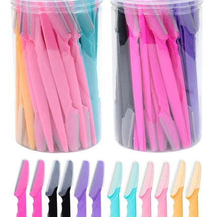 30Pcs/Bottle Eyebrow Razors With Container Facial Eye Brow Trimmer In Case Hair Removal Shaver Safe Blades Trimming Tools