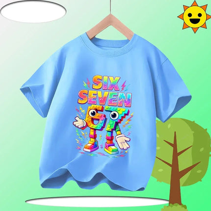 67 Brainrot Children 100% Cotton T-Shirt Boys' Sports Shirt Girls' Casual Top Summer Short Sleeve Personalized Cartoon Print