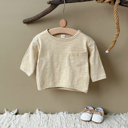 Baby Original Pocket Sports Shirt With 2025 Korean Autumn Baby Top, Children's Top Men's Top, Girls' Top