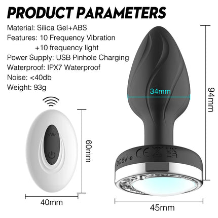 Remote Control Luminous Color Silicone Anal Plug Sex Toys Vibrator for Women 7 Vibration Butt Plug Female Masturbation Massager