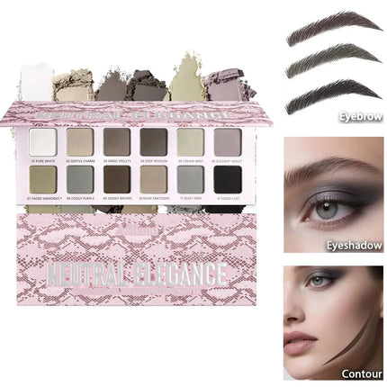 Afflano 12 Colors Eyeshadow Palette Powder Matte Shimmer Nude Beige Brown Natural Colors Highly Pigmented Blendable Eye Makeup