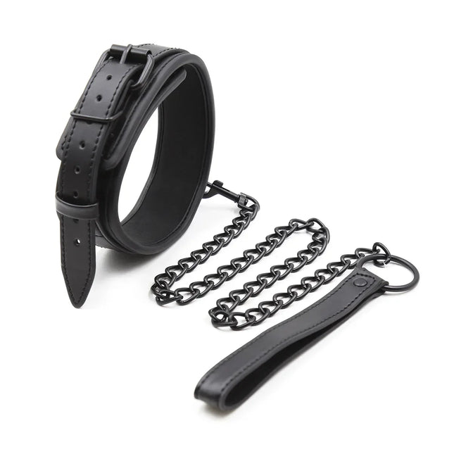 Leather BDSM Collar with Leash Adult Games Sex Bondage Restraint Neck Cuffs Fetish Collar Erotic Sex Toys for Women Men