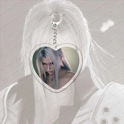 Acrylic Hot Game Sephiroth Keychain Bag Charms Heart Sephiroth Keyrings Pendant Accessories Gamer Fans Gifts