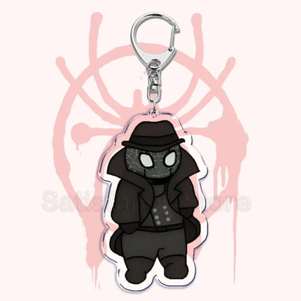 Cute Spider Punk Cat Warrior Key Chain Key Ring Invincible Superhero Keychains Keyring Pendant for Bag Man Women Jewelry Gifts