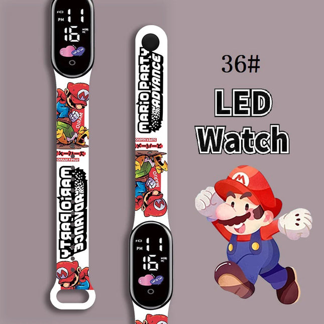 Mario Kids LED Watch Waterproof Touch Digital Bracelet Sports Wristwatch Anime Cartoon Children's Watch For Birthday Gift