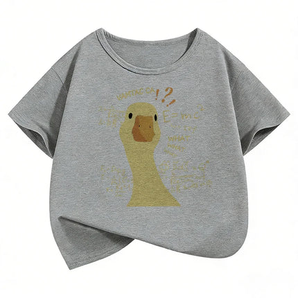Cute Goose Design Kids Tshirts Summer Short Sleeve Tees Cartoon Animal Boys Girls Clothes Kawaii Tops Y2K Children T-shirt