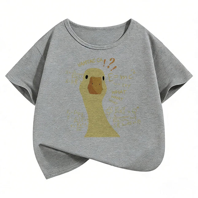 Cute Goose Design Kids T-shirts Summer Short Sleeve Tees Cartoon Animal Boys Girls Clothes Kawaii Tops Y2K Children T-shirt