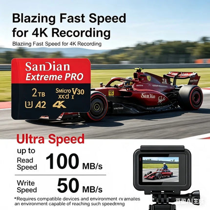 Micro TF&SD Card 128GB High-speed SD Card 256GB Memory Flash Card Class 10 V30 Up to 100MB/s for PC/Phone/Camera