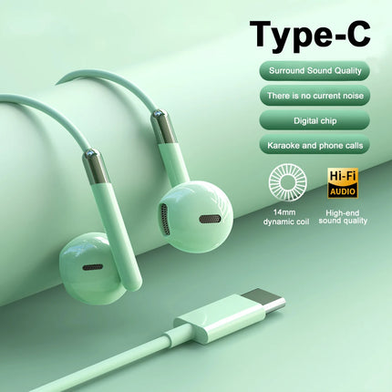 Type-C 3.5mm Jack Wired Headphones With Microphone For Samsung Galaxy S25 S24 S23 S22 S21 Ultra Note 20 10 USB-C Wired Earphones