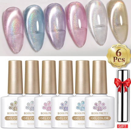 BORN PRETTY Cat Magnetic Moonlight Gel Nail Polish Set 10ml Sparking White Silver Water-light Soak Off UV Gel Nail Art Manicure