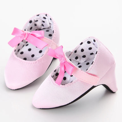 Princess Style Newborn Baby Girl Cute Shoes Solid Color Bow High Heels First Step Toddler Walk Party Dress Footwear