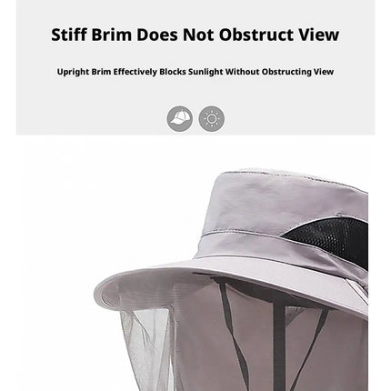 Breathable Bug Mesh Sun Hat Lightweight Mosquito Head Net for Camping Hiking Gardening Beekeeper Protector Cap