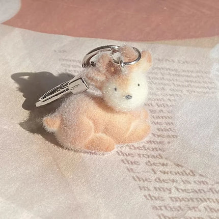 Fluffy Cute White Sheep Keychains Resin Mini 3D Animal Key Ring Holder Bag Charms Car Pendants Gift