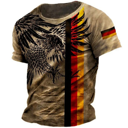 Germany Men's T-Shirt Flag Print O-Neck Short Sleeve Loose Tee Shirts Streetwear Summer Men's Handsome Clothing 5xl