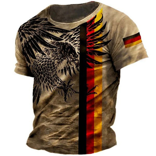 Germany Men's T-Shirt Flag Print O-Neck Short Sleeve Loose Tee Shirts Streetwear Summer Men's Handsome Clothing 5xl