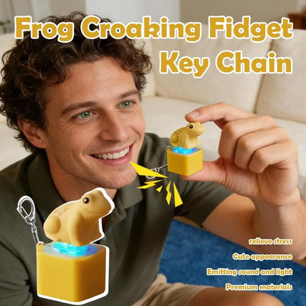 Hot Sale Voice-Activated Frog Keychain LED Light Up Stress Relief Fidget Toy  Press-to-Trigger Realistic Frog Calls Portable Key