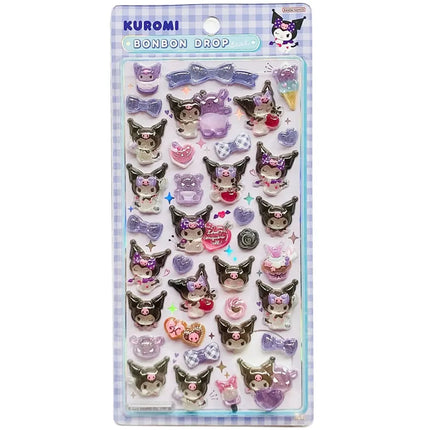 2026 New Sanrio Cartoon Cute 3D Crystal Relief Stickers DIY Notebook Sticker Party Stickers Kuromi My Melody Laptop Fridge Decor
