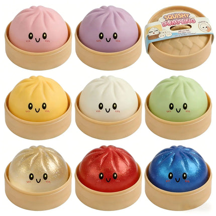 New 8.5cm Glitter Dumpling Glitter Dumpling Squishy with Box Dumplings Sensory Squeeze Toy for Stress Relief S