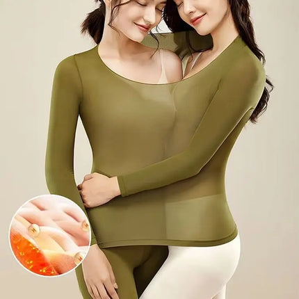 2 Pieces Women Thermal Underwear Trousers Suit Skin Care Clothes Autumn Clothes Seamless Thermo Clothing Top Tights