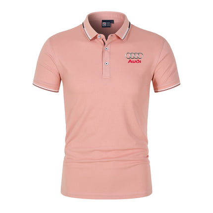 Men's T-shirt, short-sleeved polo shirt, summer, Audi car print product, fashionable and breathable, car beauty and maintenance,