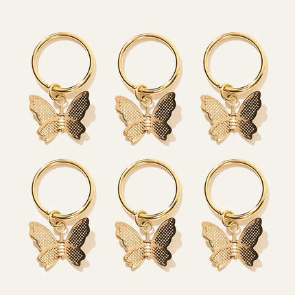 New 6Pcs Butterfly Star Pendant Hair Clip For Women Braid Trendy Metal Rings Western Style Accessories Girls Headdress Tocado