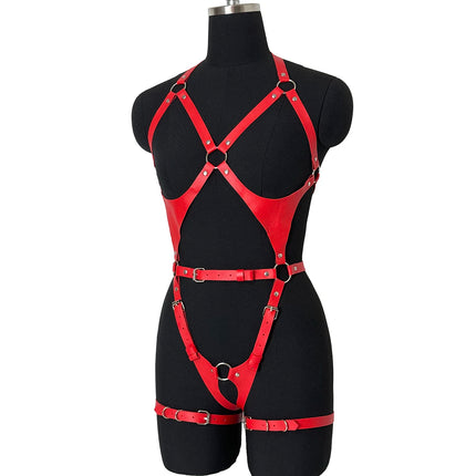 Fashion-forward PU Leather Full Body Harness Belt Waist Corset Belt for Women Wear Gothic Punk Clothing Exotic Accessories