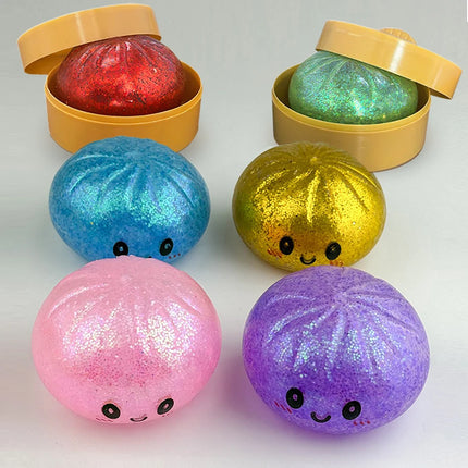 Glitter Dumpling Mystery Box: 6 Colors Random Stress Balls, Aesthetic Desktop Sensory Toy, Creative Office Fidget Gift