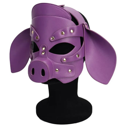 Slave Roleplay Erotic Costumes of Leather Pig Head Hood Mask for Men Gay Bdsm Bondage Pet Play Headgear Sex Toy Exotic Accessory