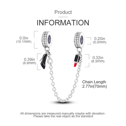 Sparkling Clear Silver Safety Chain 925 Sterling Silver Safety Chain Charm Beads Fit Original Bangle Bracelet DIY Jewelry