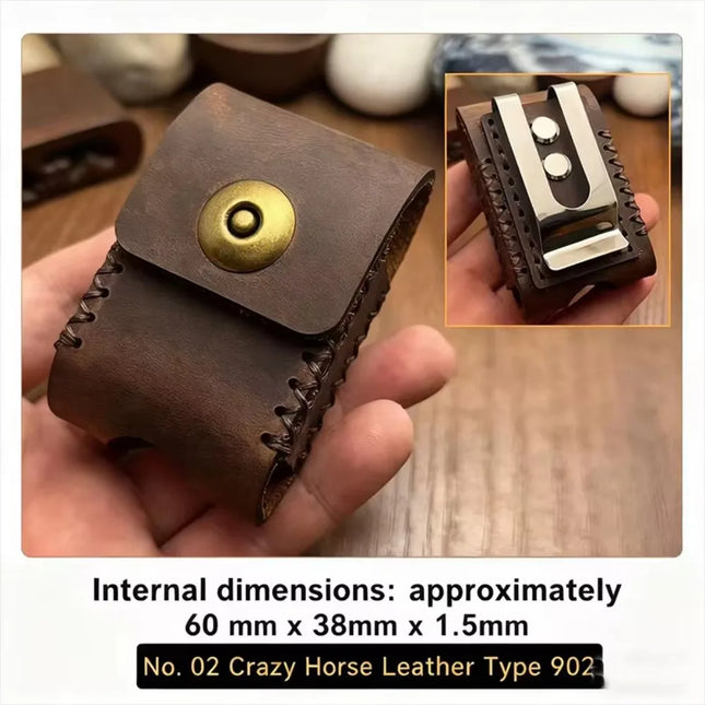 Genuine Cowhide Case For Zorro/Zippo Lighters Vintage Design Leather Pouch with Reinforced Steel Clip Retro Lighter Holder