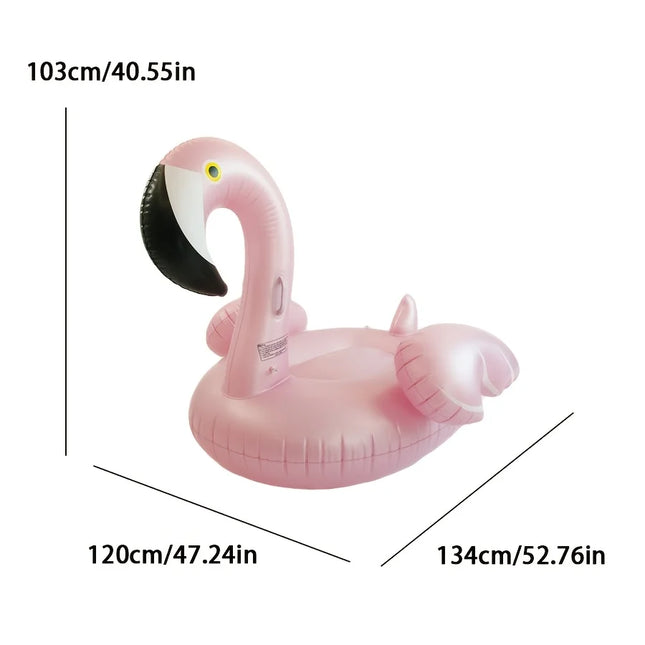 Luxury Style Feather/1pc Pink Flamingo Inflatable Ride-On/Thickened PVC Durable Pool Float/Summer Beach Vacation Photo Prop