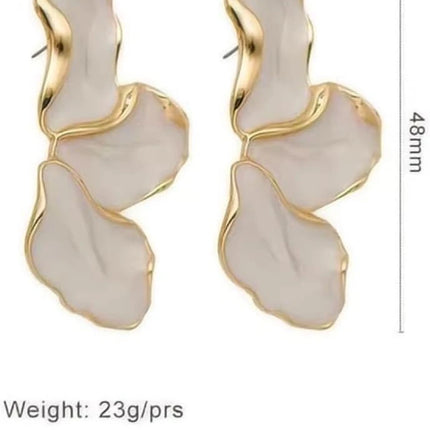 Cefiri Gold Plated Irregular Petal Earring For Women Unique Statement Flower Dangle Earrings Trendy Jewelry Gift